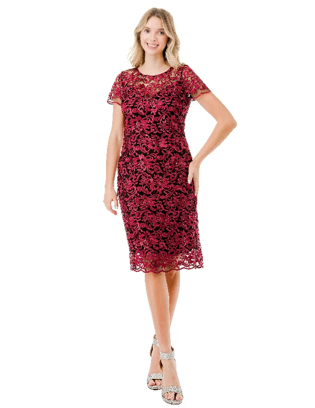 Deal Frenzy Trevi Collection D713 - Illusion Jewel Knee Length Formal Dress