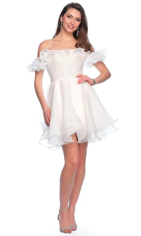 Major Savings Dave & Johnny 11201 - Ruffled Straight Across Cocktail Dress