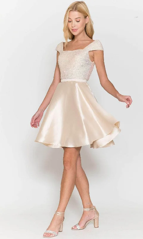 Can't Miss Poly USA 8732 - Off-shoulder Square Neck Short Dress