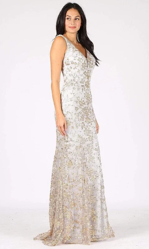 Price Reduction Eureka Fashion - 9706 Floral Glittery Sheath Dress