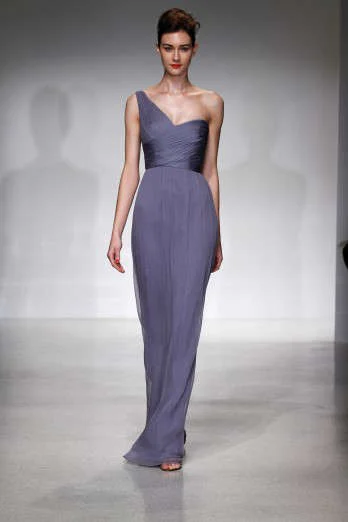 Online Exclusive Other Amsale Chiffon Ink One Shoulder Dress Size 00