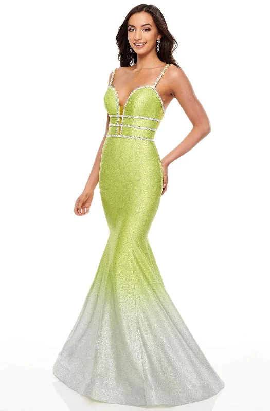 Daily Deals Rachel Allan Prom - 7092 Plunging Ombre Shimmer Mermaid Gown
