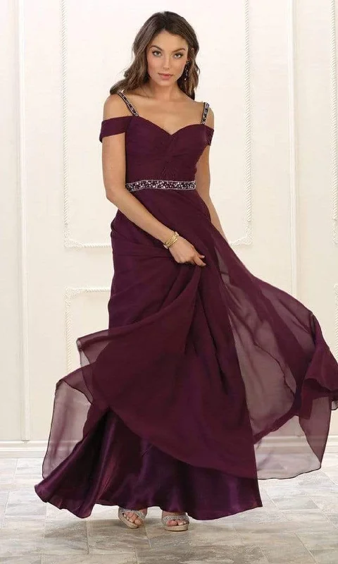 Closeout Sale May Queen - MQ1515 Embellished Cold Shoulder Knotted A-Line Gown