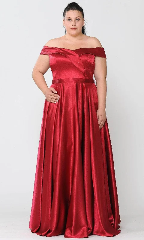 Year-End Clearance Poly USA W1058 - Off-shoulder Semi-sweetheart Evening Gown
