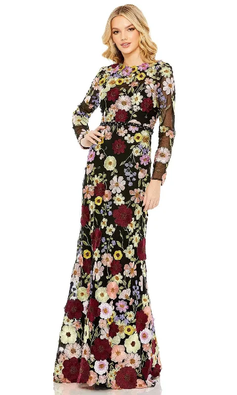 Online Only Mac Duggal 68201 - Floral Appliqued Evening Gown