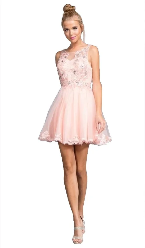 Today Only Trevi Collection - Floral Applique A-line Homecoming Dress
