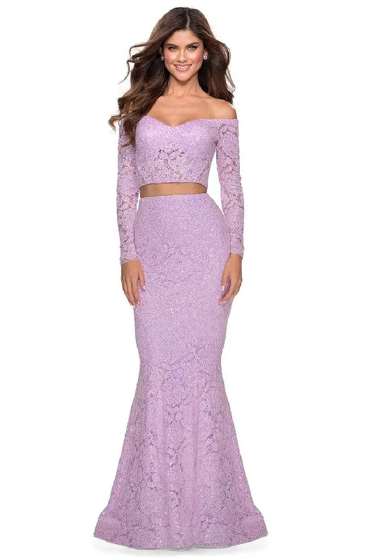 Massive Deals La Femme - 28666 Long Sleeve Corset Bodice Lace Mermaid Dress