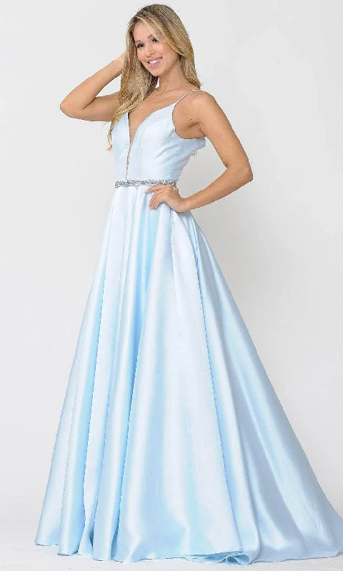 Final Clearance Poly USA 8672 - Deep V-Neck Mikado Dress With Pockets