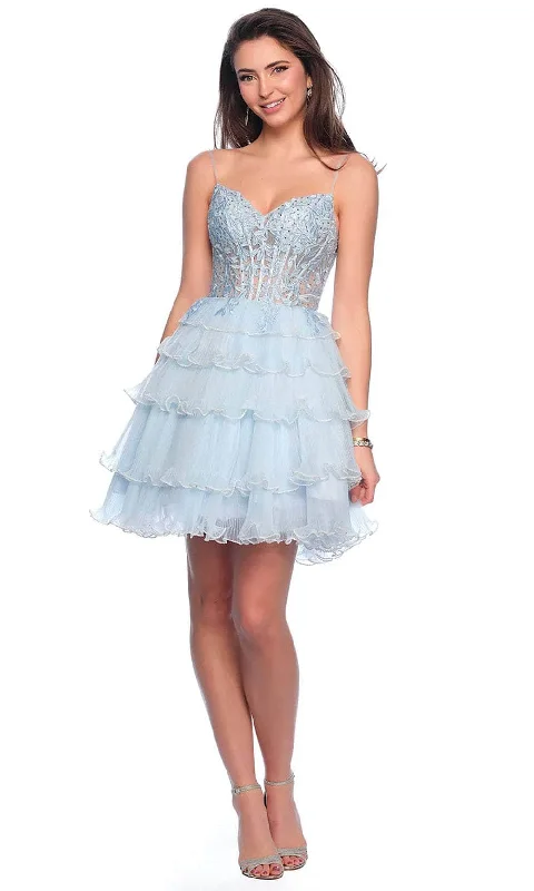 Hurry In Dave & Johnny 11753 - Sweetheart Swirl Ruffle Skirt Cocktail Dress