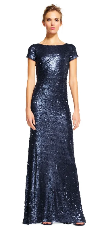 Exclusive Offers Adrianna Papell Short Sleeve Fully Sequined Gown