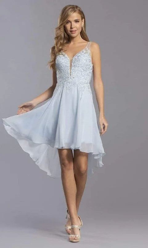 Exclusive Savings Trevi Collection - S2336 V Neck Embroidered High Low Dress