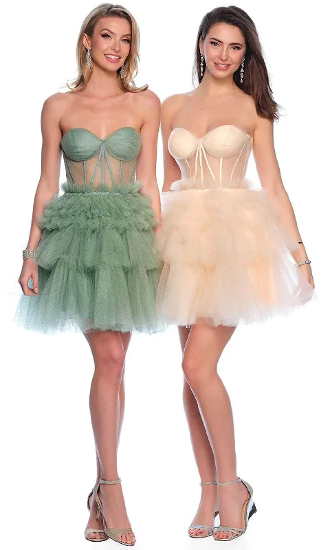 Price Cut Dave & Johnny 11826 - Glitter Strapless Corset Cocktail Dress
