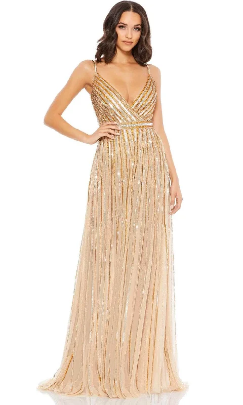 Now or Never Mac Duggal 93801 - Sequined V-Neck Evening Dress