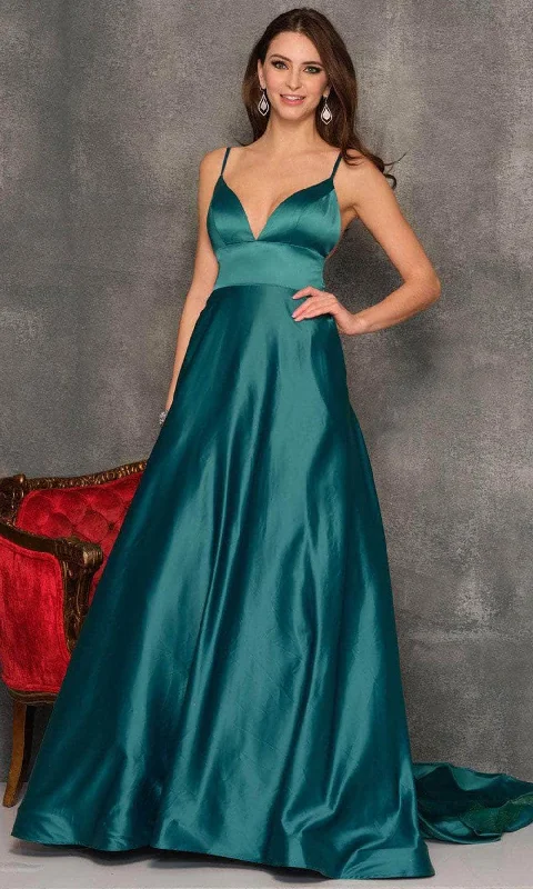Special Savings Dave & Johnny 10719 - V-Neck Buttons Back A-Line Prom Dress