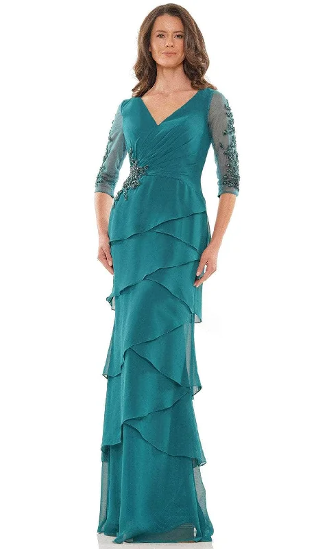 Online Only Marsoni by Colors MV1168 - Quarter Sleeves V-Neck Long Gown