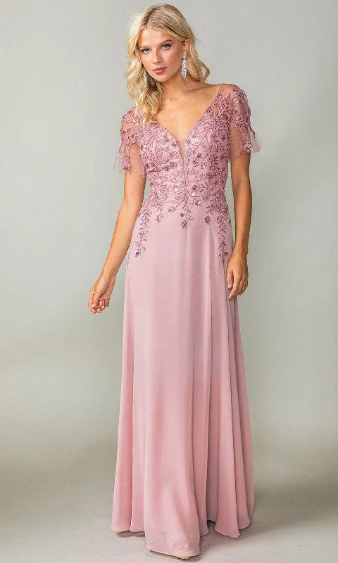 Can't Miss Dancing Queen 4378 - Sheer Sleeve Embroidered Prom Dress
