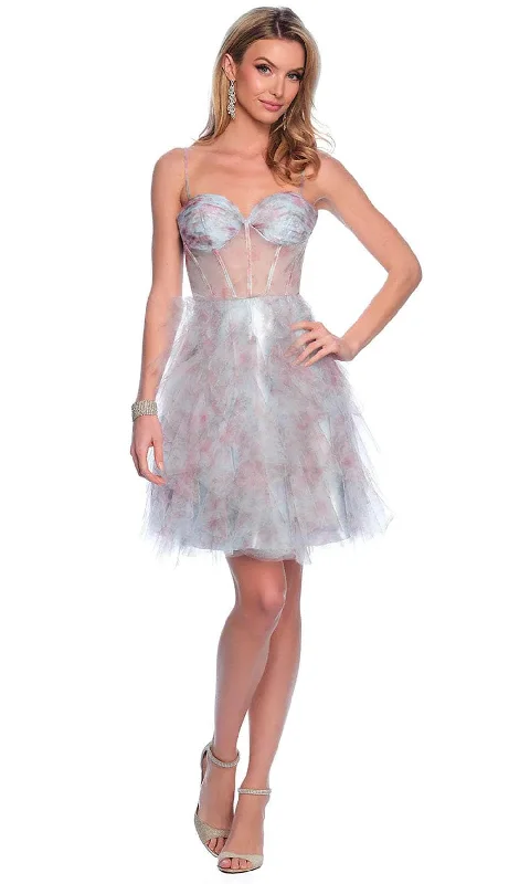 Epic Deals Dave & Johnny 11886 - Printed Sheer Sleeveless Cocktail Dress