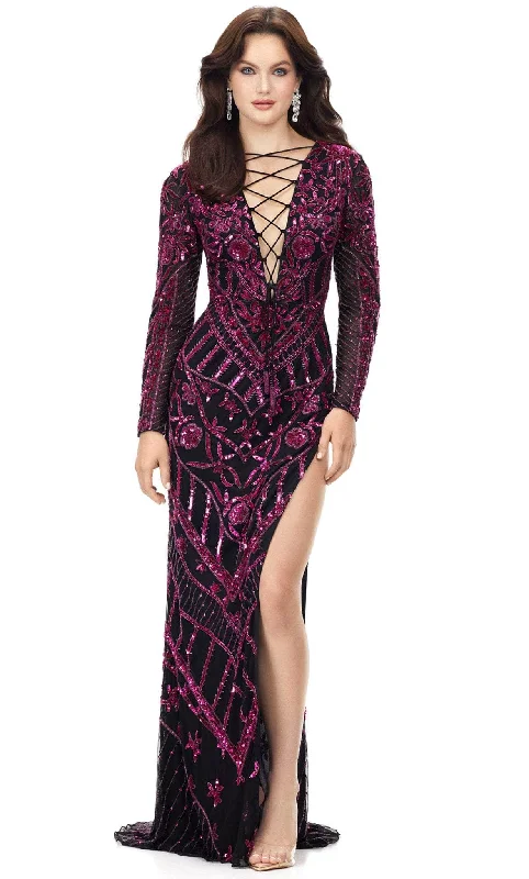 Limited Availability Ashley Lauren 11239 - V-Neck Lace-Up Evening Gown
