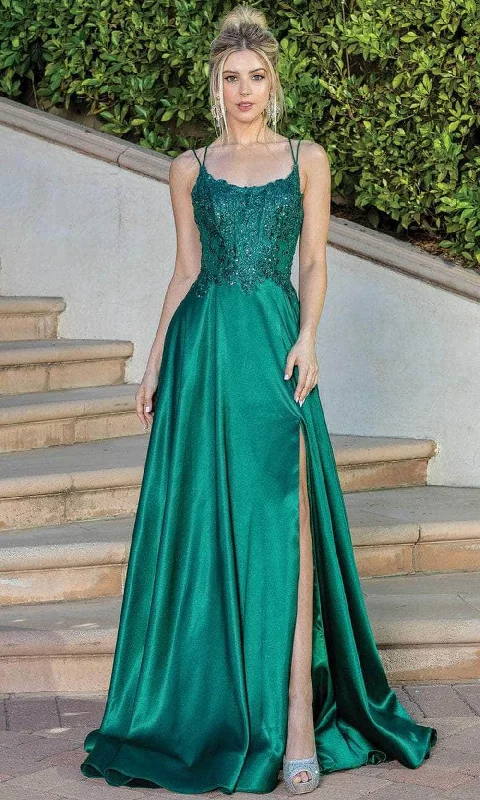 Referral Discount Dancing Queen 4247 - Embroidered Scoop Neck Long Dress