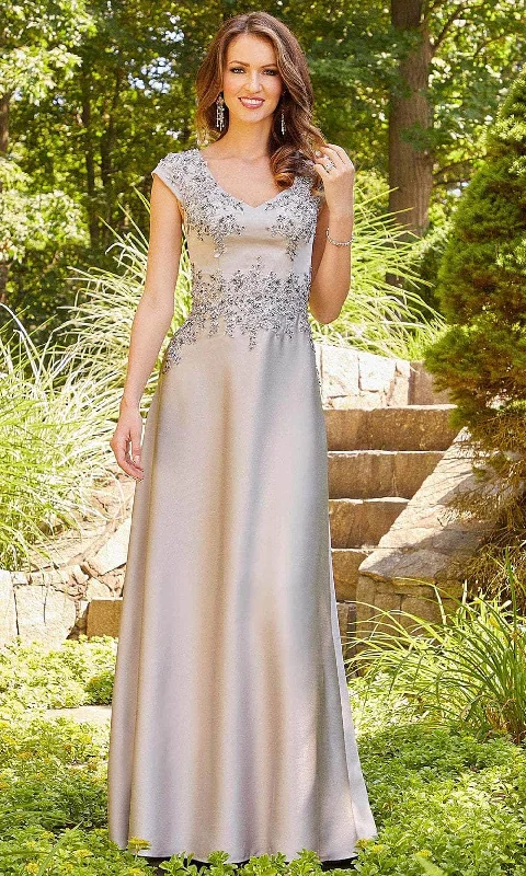 Low Prices Mori Lee 72519 - Short Sleeve Crystal Embellished Long Dress