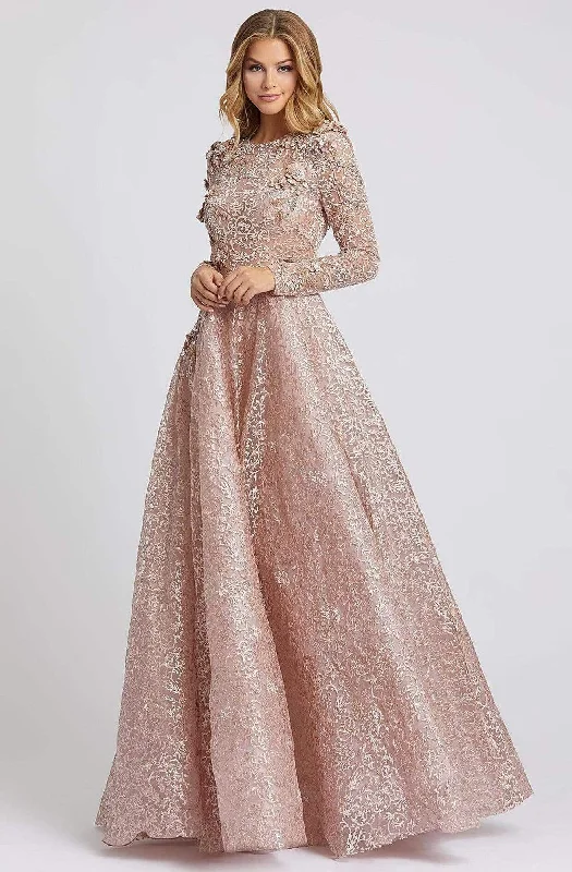 Value Deals Mac Duggal Evening - 11121D Embroidered Long Sleeve A-line Dress