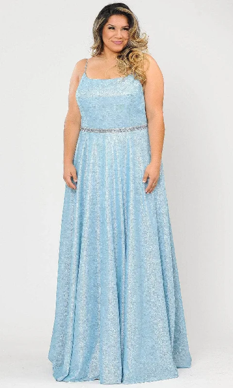 Seasonal Clearance Poly USA W1038 - Square Neck Sleeveless A-Line Gown