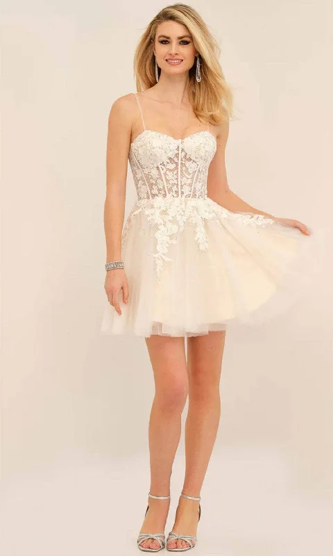 Crazy Deals Dave & Johnny 11206 - Illusion Corset Embroidered Cocktail Dress