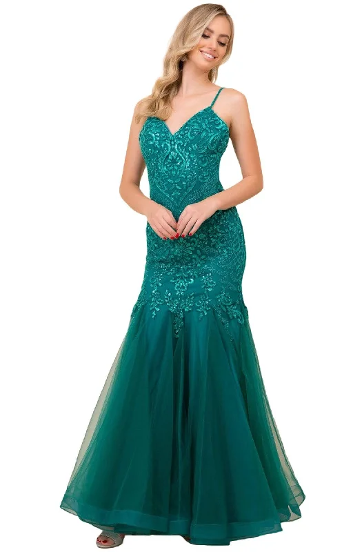 Crazy Deals Nox Anabel - H402 Spaghetti Strap Beaded Trumpet Gown
