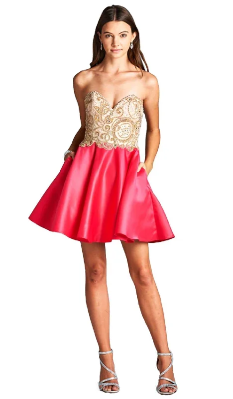Price Rollback Trevi Collection - Strapless Embellished A-line Homecoming Dress