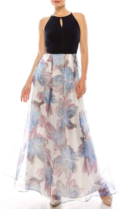 Price Fest SLNY - 9141196 Keyhole Halter Floral A-Line Dress