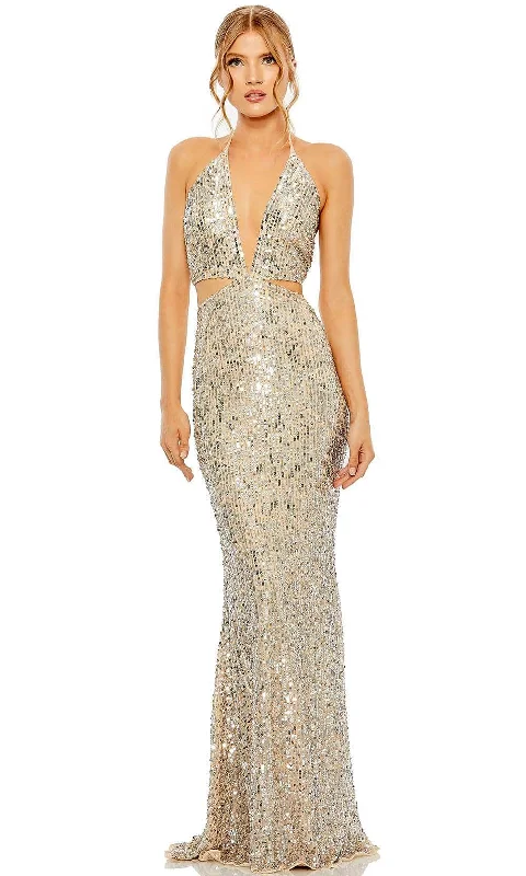 Exclusive Offers Mac Duggal 93977 - Plunging Halter Sequin Classic Prom Dress
