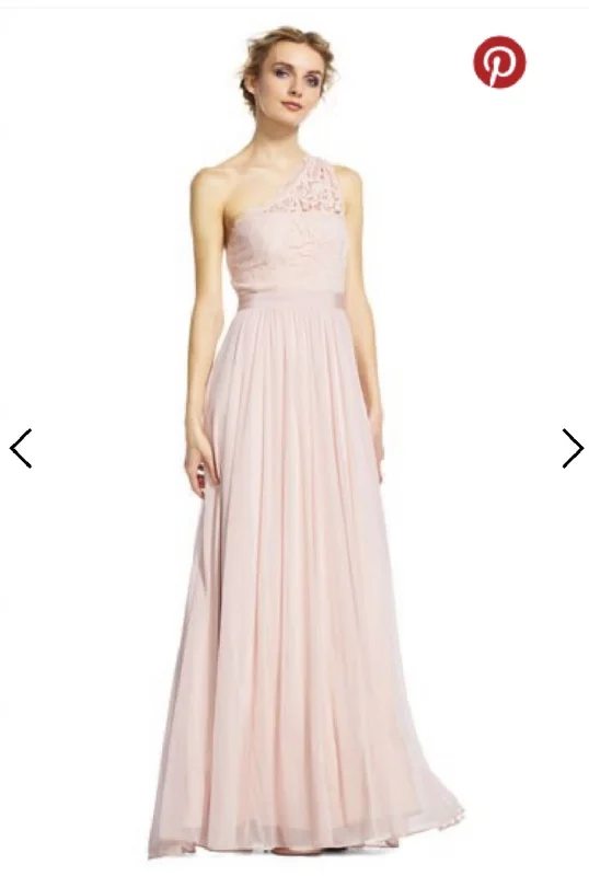 Flash Deals Adrianna Papell One Shoulder Tulle Dress with Scroll Lace Bodice
