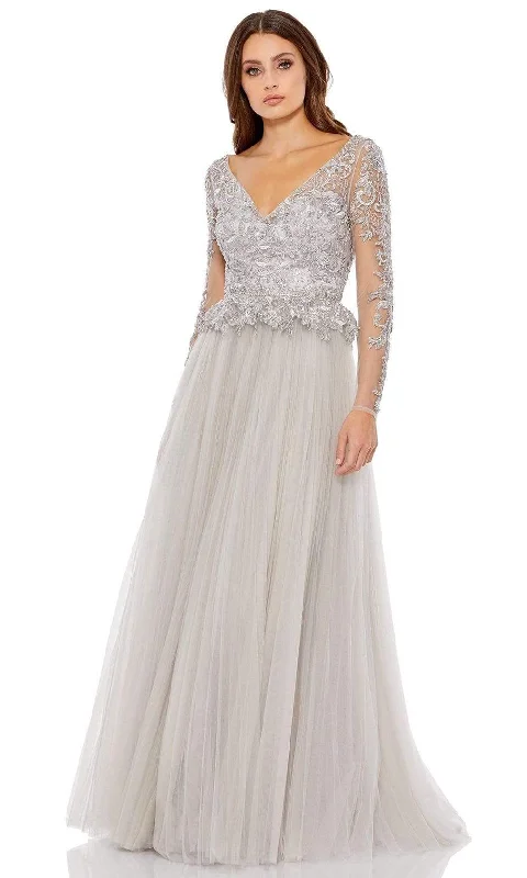 Price Smash Mac Duggal - 11168 Embroidered Lace Illusion Long Sleeve A-Line Gown