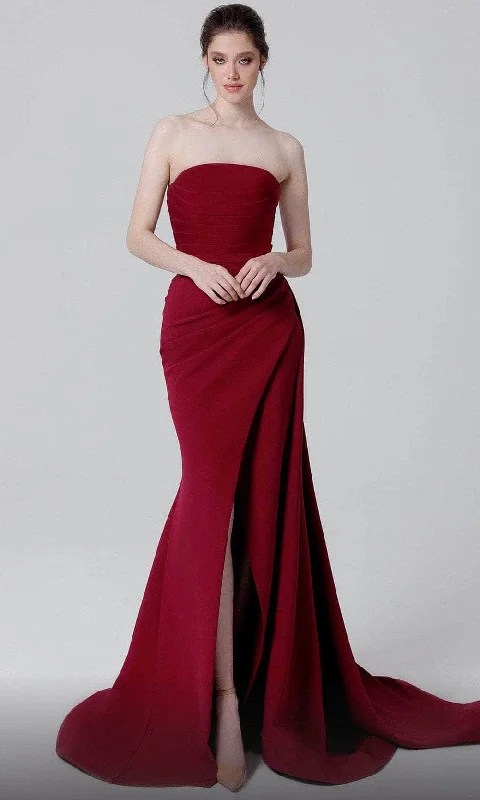 Time-Limited Offer MNM Couture N0464 - Strapless Wrap Slit Evening Dress