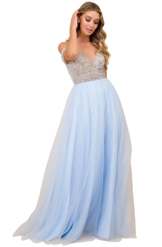 Fantastic Deals Nox Anabel - L342 Bejeweled Bodice Cold Shoulder Long Gown