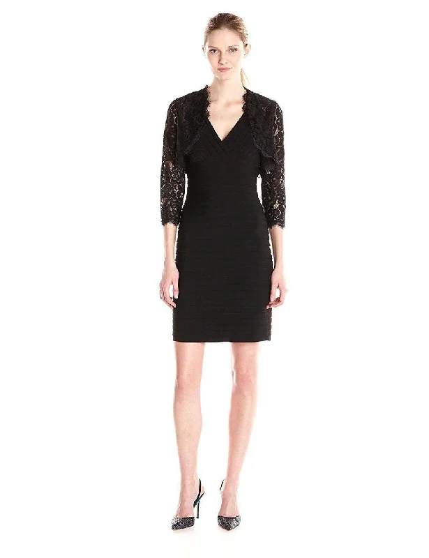 Grand Opening Sale Adrianna Papell - V-Neck Short Jersey Dress 15250560