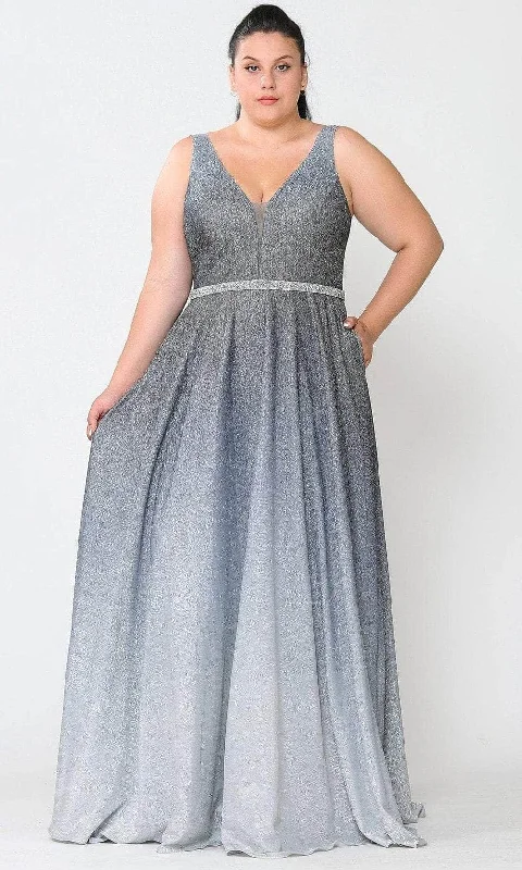 The Best Prices Poly USA W1100 - Glitter Ombre A-Line Evening Gown