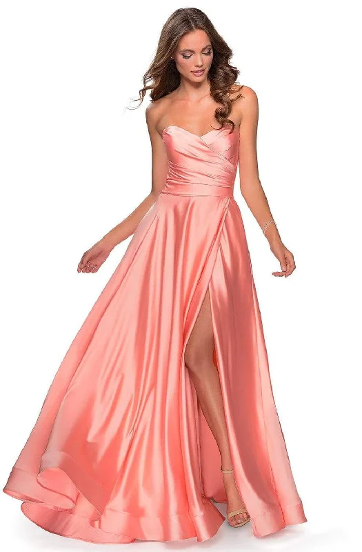 Early Access La Femme - 28608 Strapless Sweetheart Wrap Bodice Simple Prom A-line Gown