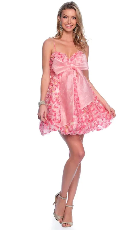 Price Fest Dave & Johnny 11769 - Ruffled Floral A-Line Cocktail Dress
