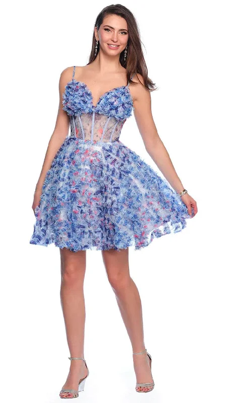 Amazing Deals Dave & Johnny 11768 - Illusion Waist Ruffles Cocktail Dress