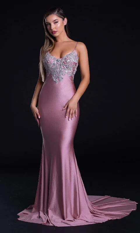 Today’s Deal Portia and Scarlett - PS21226 Appliqued V Neck Mermaid Dress