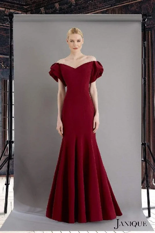 Exclusive Savings Janique - 1943 Ruffled Off Shoulder Mermaid Gown