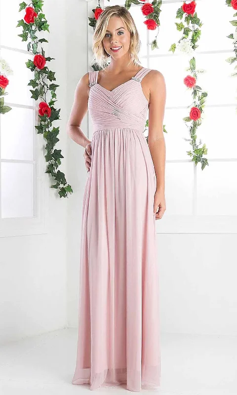 Unbeatable Prices Cinderella Divine - 3984 V-Neck Ruched Bodice Chiffon A-Line Gown
