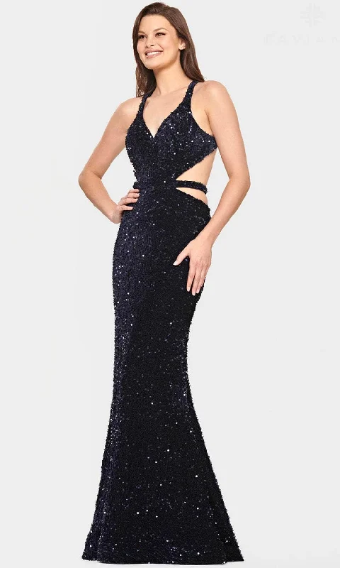 Price Blitz Faviana S10818 - Sequined V-Neck Evening Gown