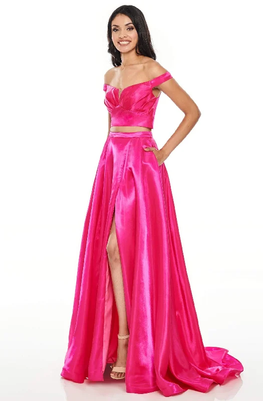 Exclusive Savings Rachel Allan Prom - 7185 Two Piece Off-Shoulder A-Line Gown