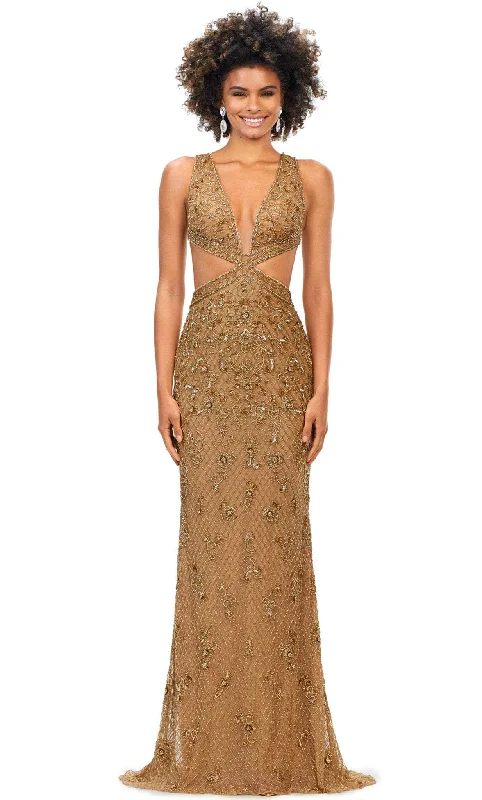 Online Only Ashley Lauren 11366 - Sleeveless With Cut-Outs Evening Gown