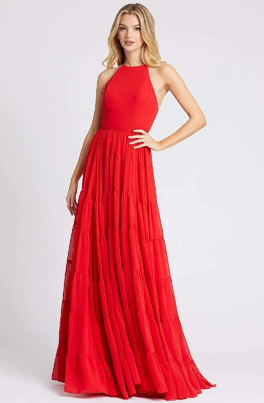 Massive Deals Ieena Duggal - 55281I Halter Pleated Modest Prom A-Line Dress