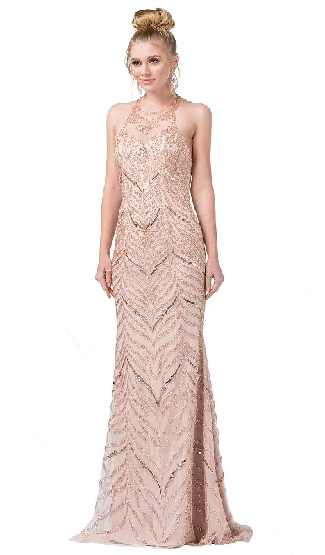 Year-End Clearance Dancing Queen - 2616 Embellished Halter Trumpet Dress