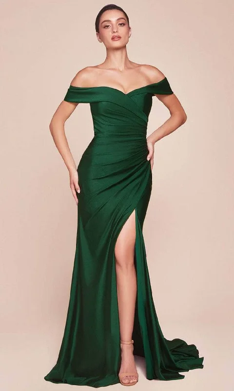 Limited Time Offer Ladivine CD790 - Ruched Off Shoulder Long Gown