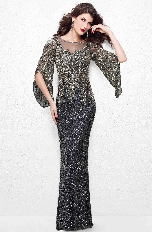 Last Chance Primavera Couture - Stunning Two-Tone Sequin Embellished Long Gown with Batwing Sleeves 1424